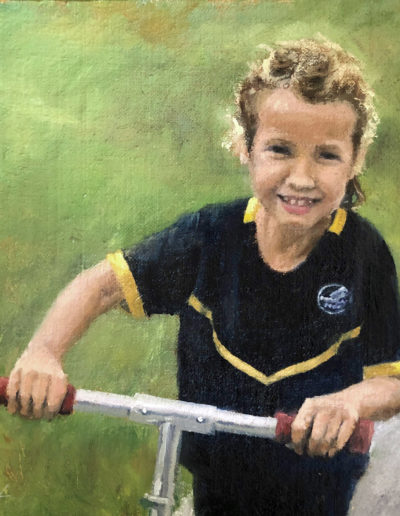 My Neighbor's Granddaughter Scooting by Jean Wiecha