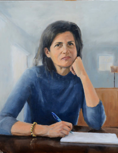 Lisa Writing About Jean Painting Lisa by Painter Jean Wiecha