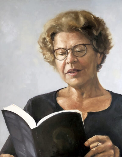 Molly reading Malina during the pandemic